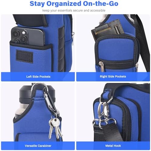 icolor Magnetic Gym Bag Water Bottle Carrier Holder with Phone Pockets & Shoulder Strap,5 Built-in Magnets Gym Bottle Pouch Sleeve,Magnetic Bag Gym Accessories Organizer for Men Women
