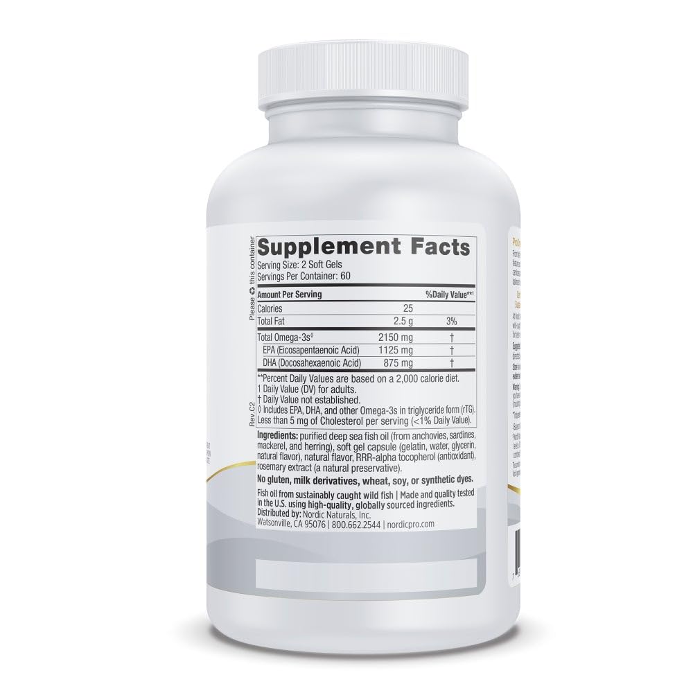 Nordic Naturals ProOmega 2000, 2150 mg, EPA & DHA Fish Oil, Lemon - 120 Count