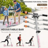Kick Scooter for Ages 6+,Kid, Teens & Adults. Max Load 240 LBS. Foldable, Lightweight, 8IN Big Wheels for Kids, Teen and Adults, 4 Adjustable Levels. Bearing ABEC9