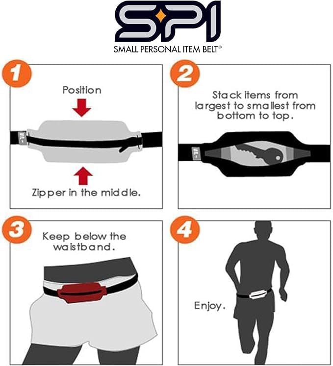 SPIbelt Original Pocket Running Belt for Women Men, Phone Holder for Running, Running Fanny Pack, Holder for Phone, Running Waist Pack, Expandable, Adjustable. White with White Zipper