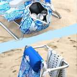 Reclining Beach Chair Backpack 5-Position Lay Flat Lounge Chair for Adults Heavy Duty Portable Folding Lightweight with Cooler Bag Camping Chair for Sand Outdoor