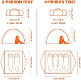 BISINNA 2/4 Person Camping Tent Lightweight Backpacking Tent Waterproof Windproof Two Doors Easy Setup Double Layer Outdoor Tents for Family Camping Hunting Hiking Mountaineering Travel