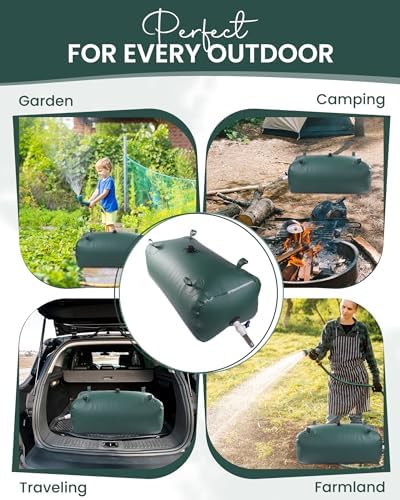 FoundGo Water Storage Bladder Emergency Water Storage Tank, Large Capacity Water Containers, Portable Vinyl Water Storage Barrel for Outdoor/Survival/RV/Garden