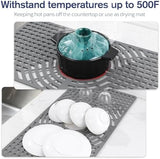 Silicone Sink Protector 30"x16" Center Hole, Heat Resistant Non-slip Dishwasher Suitable, Large Sink Mat for Bottom of Farmhouse Kitchen Stainless Steel Sink