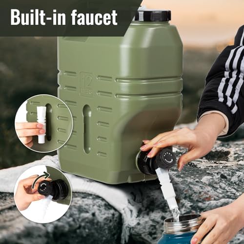 3.2 Gallon Camping Water Jug with Spout, GIGYES No Leakage Food Grade Camping Water Tank with Spigot for Picnic, BBQ Supplies