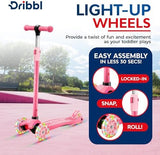 3-Wheel Kids Scooter - Lean-to-Steer Technology, Adjustable Height Handlebar, Wide Anti-Slip Deck, Scooter for Boys & Girls Ages 3+, Child Safety Approved, Support Riders Up to 165 lbs, Pink