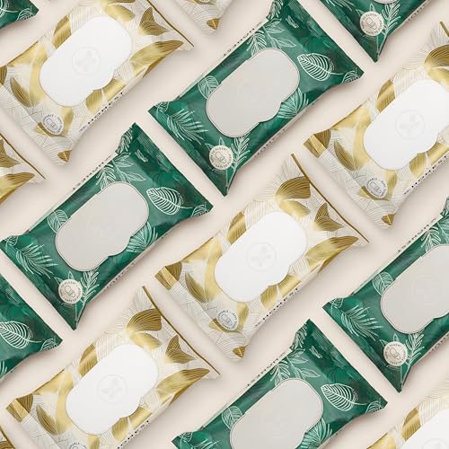 The Honest Company Flushable Wipes for Sensitive Skin | Fragrance Free, Hypoallergenic, 99% Water, Safe to Flush | pH Balanced Feminine Wipes | Tropical Leaves, 336 Count