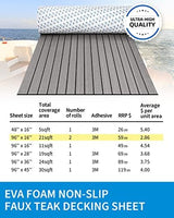 OCEANBROAD EVA Foam Boat Flooring with 3M Adhesive Backing Marine Self-Adhesive Decking 96''x45.6''/36''/28.8''/16.8'', 48''x16.8'' Faux Teak Sheet for Jon Boats Swim Platform Helm Pad RV Floor