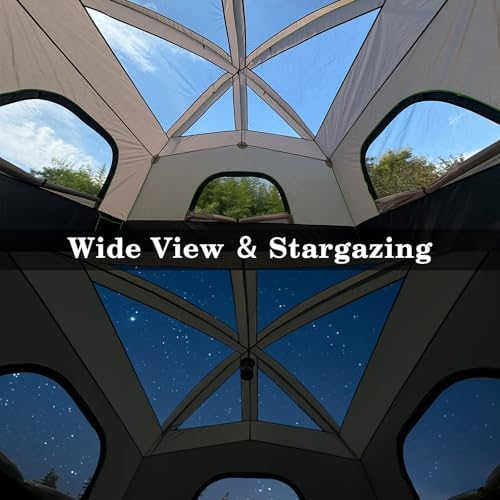 Happy Travel Tent 6 Person Tents for Camping, Waterproof Easy Setup Camping Tent with Rainfly, Portable Large Family Cabin Tent with 5 Large Mesh Windows and Carry Bag for Outdoor Camping & Hiking