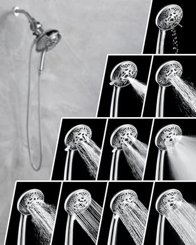 2-in-1 Filtered Shower Head with Handheld: Dual Shower Heads with Rain Shower & Handheld Shower Head, 10-Mode Detachable Shower Head with Massage Spray, Shower Trim Systems