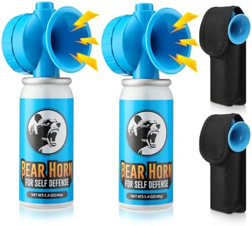 1.4oz Bear Horn Self Defense 123dB Loud Air Horn Audible up to 1/2 Mile Safety Air Horn for Wild Animals Bear Alarm for Hiking Climbing Camping and Outdoor Protection