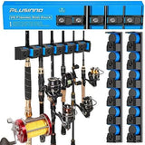 PLUSINNO Fishing Gifts for Men - V6 Vertical Fishing Rod/Pole Holders, Support Extra Large & Heavy Fishing Rod Combos, Fishing Rod Holders for Garage, Wall Mounted Fishing Rod Rack Storage