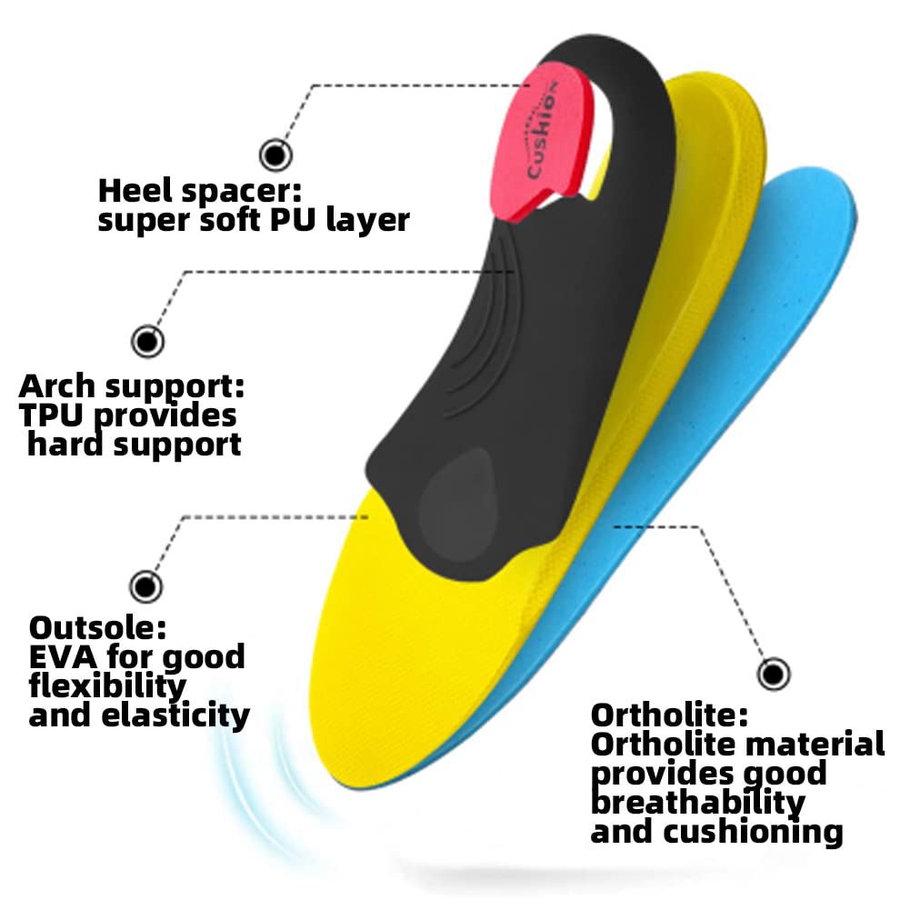 VALSOLE Orthotic Inserts - 220+ lbs High Arch Support, Plantar Fasciitis Relief for Men, Women - Absorb Shock, Work Boot Insole