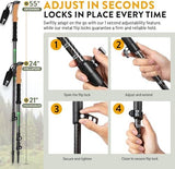 100% Carbon Fiber Trekking Poles by USA Brand - Ultra Strong Lightweight Collapsible Hiking Poles with Cork and EVA Foam Grips & Quick Adjustable Flip Locks