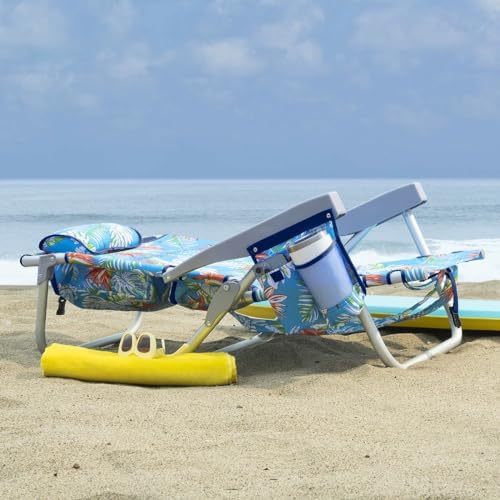 Tommy Bahama 2 Pack Backpack Beach Chair 5 Position Chair, Including Lay Flat (Floral)