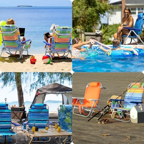 Rainbow Beach Chair for Adults | Folding | Heavy Duty | Adjustable Lay Flat, Lightweight | Outdoor
