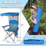 Camping Chair with Canopy, Chair with Cup Holders, Portable Camping Chairs with Carry Bag&Side Pocket, Beach Chair with Shade, Camp Chairs for Adult, Outdoor Folding Chair Support 330 LBS