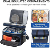 EVERFUN Large Soft Cooler Bag Travel Beach Insulated Cooler for Men 48 Can Dual Compartments Collapsible Waterproof Leak-Proof for Camping Picnic, Navy