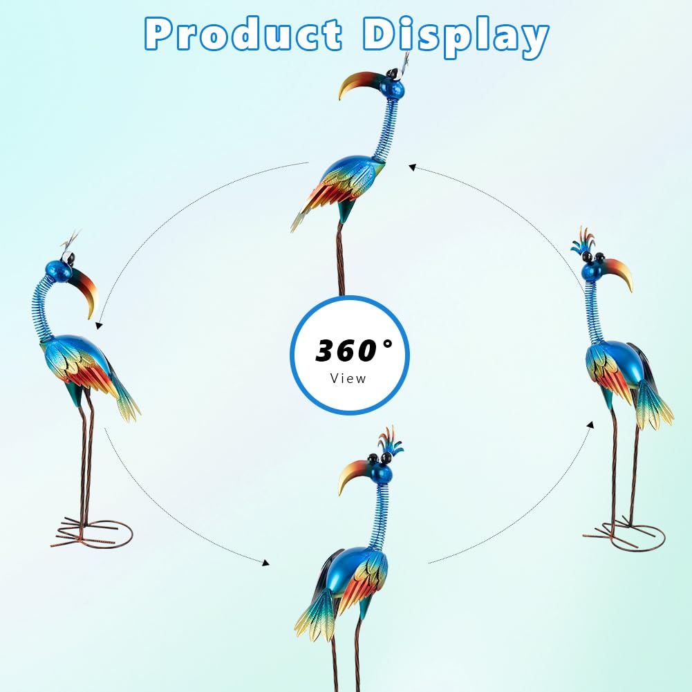 DREAMSOUL 30" Tall Bird Garden Statues Metal Standing Bird Outdoor Statues, 3D Funny Statue for Garden Patio Lawn