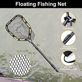 PLUSINNO Floating Fishing Net for Steelhead, Salmon, Fly, Kayak, Catfish, Bass, Trout Fishing, Rubber Coated Landing Net for Easy Catch & Release, Compact & Foldable for Easy Transportation & Storage