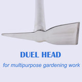 LUBAN Stainless Steel Garden Hoe Pick 15-inch Length Lightweight Weather Resistant Metal Multipurpose Hand Tool for Gardening Cultivator Weeding Seeding Turning Soil