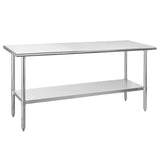 Hally Stainless Steel Table for Prep & Work 24 x 72 Inches, NSF Commercial Heavy Duty Table with Undershelf and Galvanized Legs for Restaurant, Home and Hotel