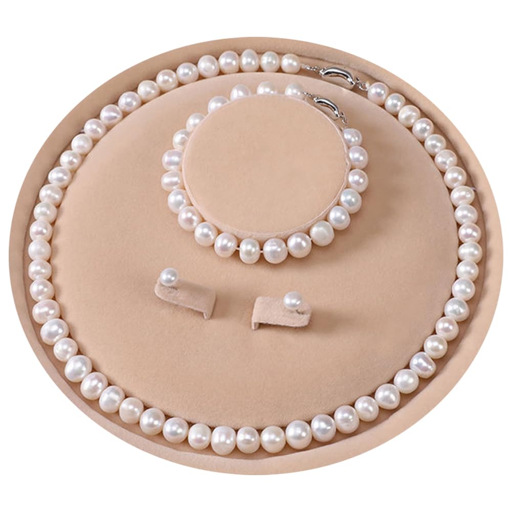 YONGMAN Freshwater Cultured Pearl Necklace Set Includes Stunning Bracelet and Stud Earrings Jewelry Set for Women Gift for Mother's Day, Anniversary, Birthday, Wedding