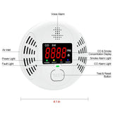 Vzmcov Carbon Monoxide and Smoke Detector Equipped with LCD Display, Battery Powered, Dual Sensor Alarm, 85dB Voice Alarm and Real-time CO Tracking, Suitable for Home/Kitchen/Bedroom/RV 1-Pack