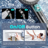 Filtered Shower Head with Handheld, High Pressure 4 Spray Mode Showerhead with Filters, Water Softener Filter Beads for Hard Water with ON/OFF Switch for Pets Bath-Remove Chlorine (Deep Gray)