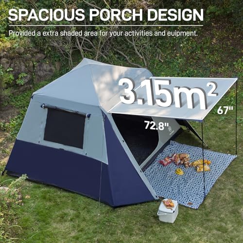 EVER ADVANCED 6 Person Blackout Camping Tent Instant Cabin Tents for Family with Rainfly, 60s Easy Setup, Water-Resistant Orange