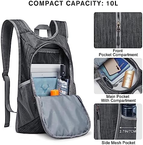 G4Free 10L Hiking Backpack Small Travel Hiking Daypack Lightweight Packable Backpack Casual Foldable Shoulder Bag