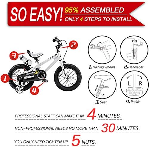 RoyalBaby Kids Bike EZ Freestyle Training Free Balance to Pedal Easy Learning Bicycle, 12-18 Inch for Toddlers to Big Kids