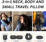 HEST Pro Travel Pillow - 3-in-1 Neck, Body, and Small Travel Pillow - Portable and Compact Design - Memory Foam with Washable Cover - Ready for Adventure