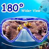 Vvinca Kids-Goggles with Nose Cover, Diving Mask Elastic Fabric Strap Anti Fog Anti Shattered Lens for Kids Swim Goggles 3-14