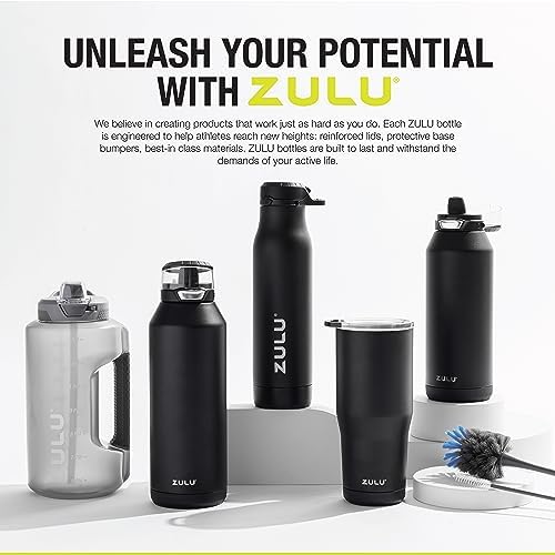 ZULU Goals Large Water Bottle Jug with Time Marker & Handle for All Day Hydration | Silicone Soft Straw with Locking Leak-Proof Lid | For Gym, Camping, Workout, and Outdoors | BPA-Free | 64oz, 128oz