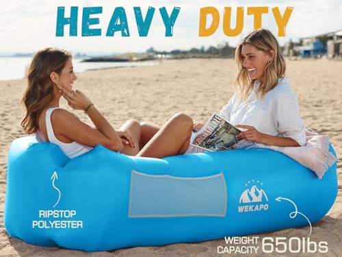 WEKAPO Inflatable Lounger Air Sofa Hammock-Portable,Water Proof& Anti-Air Leaking Design-Ideal Couch for Backyard Beach Traveling Camping Picnics & Music Festivals