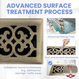 4x10 Inches Heavy Duty Walkable Floor Register Easy Adjust Air Supply Lever Floor Vents - Charlotte Design - Vent Cover for Home Floor - Antique Brass