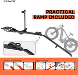 CyberRack E1 Hitch 1-EBike Rack with Ramp,100 lbs Capacity Single Mount Platform Style, Fits Up to 5-inch Fat Tire E-Bike Carrier Rack for 2inch Receiver Cars Trucks SUVs Minivans RV, Trailer