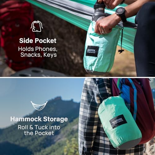 Kootek Camping Hammock 500 lbs Capacity, Portable Hammocks with Tree Straps & Attached Carry Bag, Camping Essentials Gear, Perfect for Outside Indoor Hiking Beach Backpack Travel