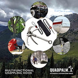 Grappling Hook with 10m Rope – Multifunctional QUADPALM Grapple Hook - 4 Stainless Steel Folding Claws - Heavy Duty - Outdoor Camping Hiking Tree Rock Mountain Climbing Equipment