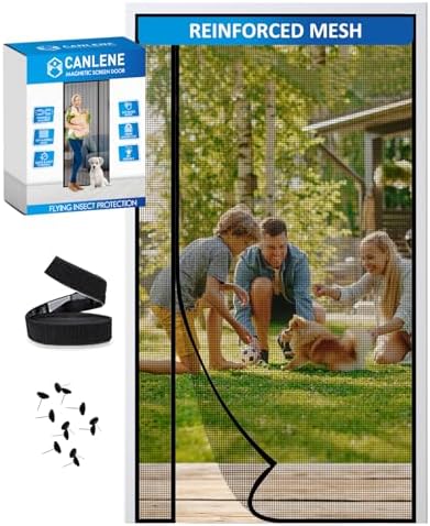 Magnetic Screen Door Left Right Side Opening Polyethylene Terephthalate Mesh Greater Than Fiberglass and Polyester Easy Install Fit Door Size 32"x80"(Screen:35"x82")