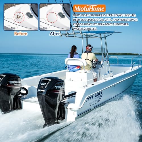 Fiberglass Boat Repair Kit (Color Match), Marine Fiberglass Repair Kit for Boats, Gel Coat Repair Kit for Boats, Epoxy Filler for Boats, Fiberglass Repair Kit Fix Holes, Chips, Pits, Cracks