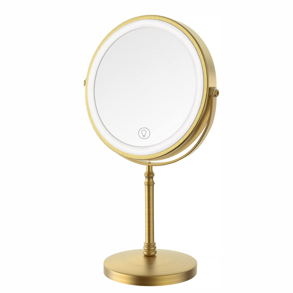 Lighted Makeup Mirror, 3000 mAh Rechargeable Double Sided Magnifying Vanity Mirror with 3 Colors, 1x/10x, 360° Rotation , Brightness Adjustable Magnification Cosmetic Light up Mirror, Women Gift