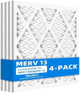 (4 Pack) 18x20x1 Furnace Air Filters, MPR 1900 & FPR 10, MERV 13 Pleated Air Filter (Actual Size: 17.75" x 19.75" x 0.75")