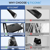 TICONN 3 Step Ladder, Heavy Duty Foldable Step Stool, Portable Steel Folding Stool for Household Garage Storage (Black)
