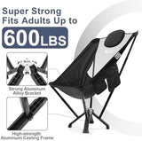 High Back Camping Chair - 600 LBS Capacity Oversized Camping Chair with Comfortable Backrest & Headrest, Quick Setup - Compact Folding Chair for Indoor/Outdoor Use - Black