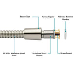 BRIGHT SHOWERS Shower Hose For Hand Held Shower Heads, 79 Inches Cord Extra Long Stainless Steel Hand Shower Hose, Ultra-Flexible Replacement Part with Brass Insert, Brushed Nickel