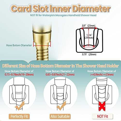 Shower Head Holder Handheld Shower Wand Holder Adjustable Shower Head Bracket Shower Wall Mount Holder, Brushed Brass/Gold Finish, Drill Free Glue Installation