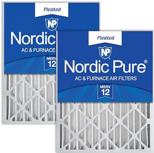 Nordic Pure 20x20x4 (19_1/2 x 19_1/2 x 3_5/8) Pleated MERV 12 Air Filters 2 Pack