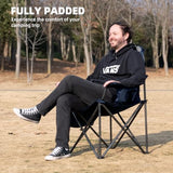 Oversized Camping Chair Heavy Duty 500LBS - Folding Outdoor Chair with Cooler Bag, Storage Pockets, Portable Collapsible Lawn Chairs for Adults (Blue & Gray)